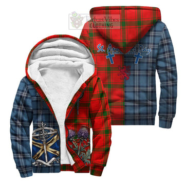 Darroch Tartan Sherpa Hoodie Happy St. Andrew's Day Half Tartan Style Unisex S - Tartan Vibes Clothing