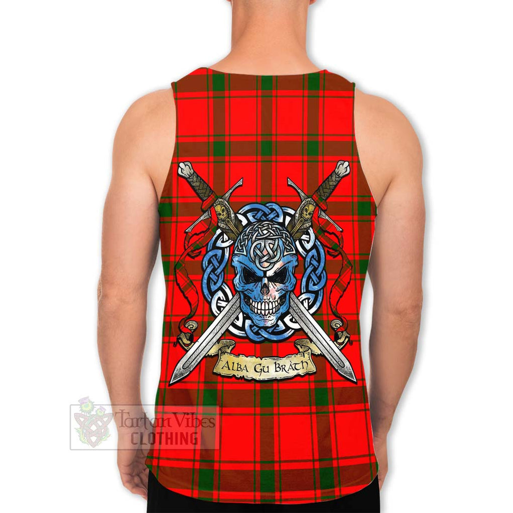 Darroch Tartan Men's Tank Top with Family Crest Celtic Skull Style Men - Tartan Vibes Clothing