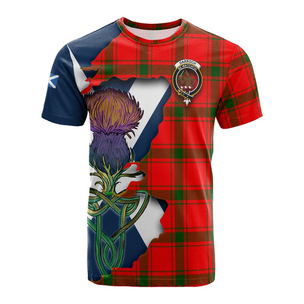 Tartan Vibes Clothing Darroch Tartan Family Crest Cotton T-shirt Scottish Thistle Celtic Inspired