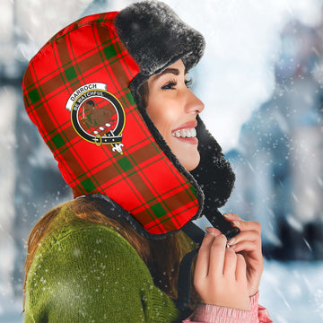 Darroch Tartan Winter Trapper Hat with Family Crest Winter Trapper Hat Universal Fit Circumference 22.8in (58cm) - Tartan Vibes Clothing