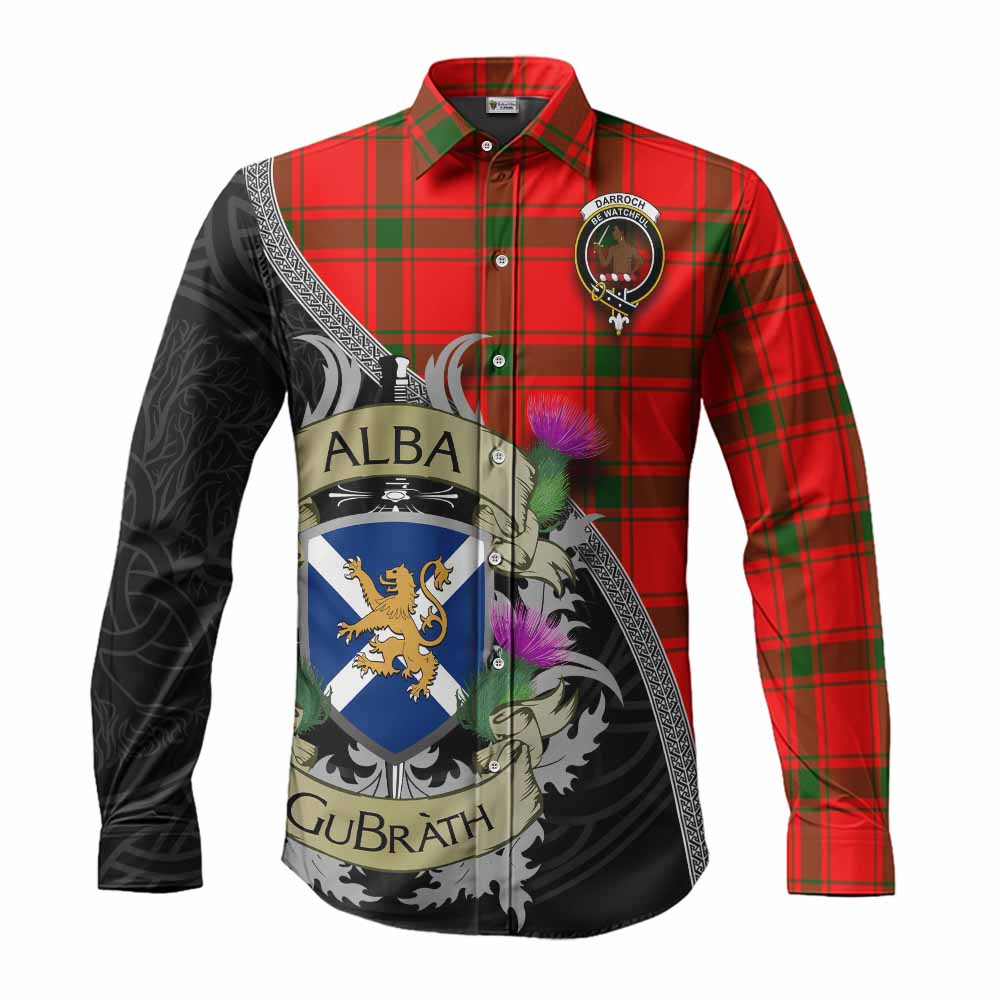 Darroch Tartan Family Crest Long Sleeve Button Shirt Lion Rampant Royal Thistle Shield Celtic Inspired Men's Shirt S - Tartan Vibes Clothing
