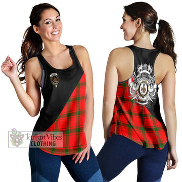 Darroch Tartan Women's Racerback Tanks with Family Crest and Military Logo Style