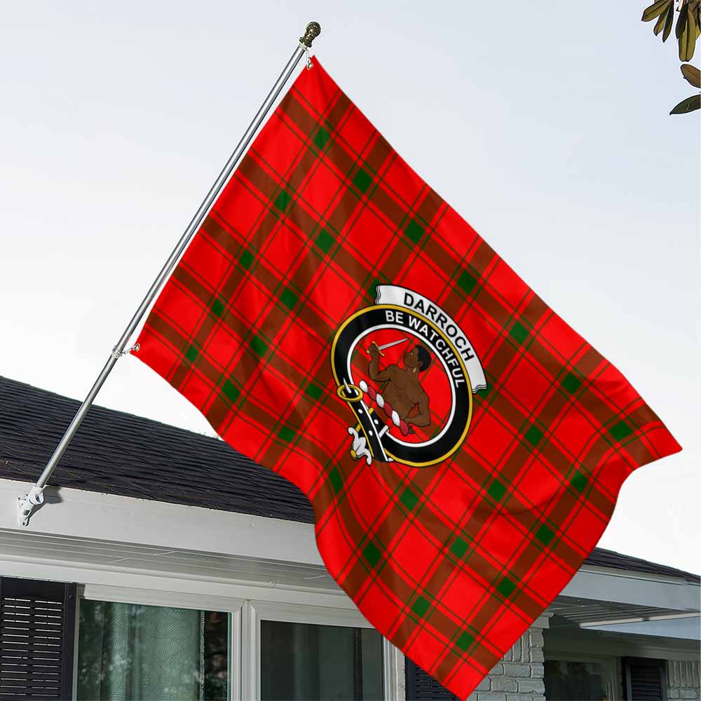 Tartan Vibes Clothing Darroch Tartan House Flag with Family Crest