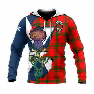 Darroch Tartan Family Crest Knitted Hoodie Scottish Thistle Celtic Inspired Unisex Knitted Pullover Hoodie - Tartan Vibes Clothing