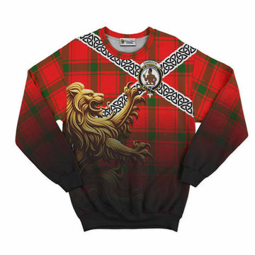 Darroch Crest Tartan Sweatshirt with Golden Lion Emblem Celtic Style Unisex - Tartan Vibes Clothing