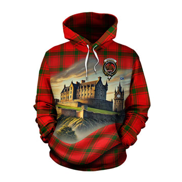 Darroch Tartan Family Crest Cotton Hoodie with Scottish Ancient Castle Style Pullover Hoodie XS - Tartan Vibes Clothing