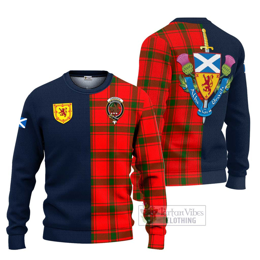 Darroch Tartan Ugly Sweater Alba with Scottish Lion Royal Arm Half Style Unisex - Tartan Vibes Clothing