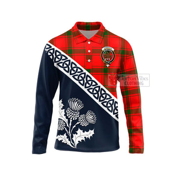 Darroch Tartan Long Sleeve Polo Shirt Featuring Thistle and Scotland Map Unisex - Tartan Vibes Clothing