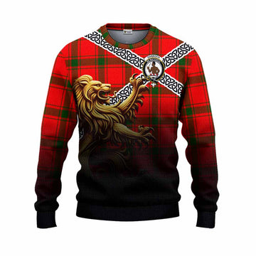 Darroch Crest Tartan Knitted Sweater with Golden Lion Emblem Celtic Style Unisex - Tartan Vibes Clothing