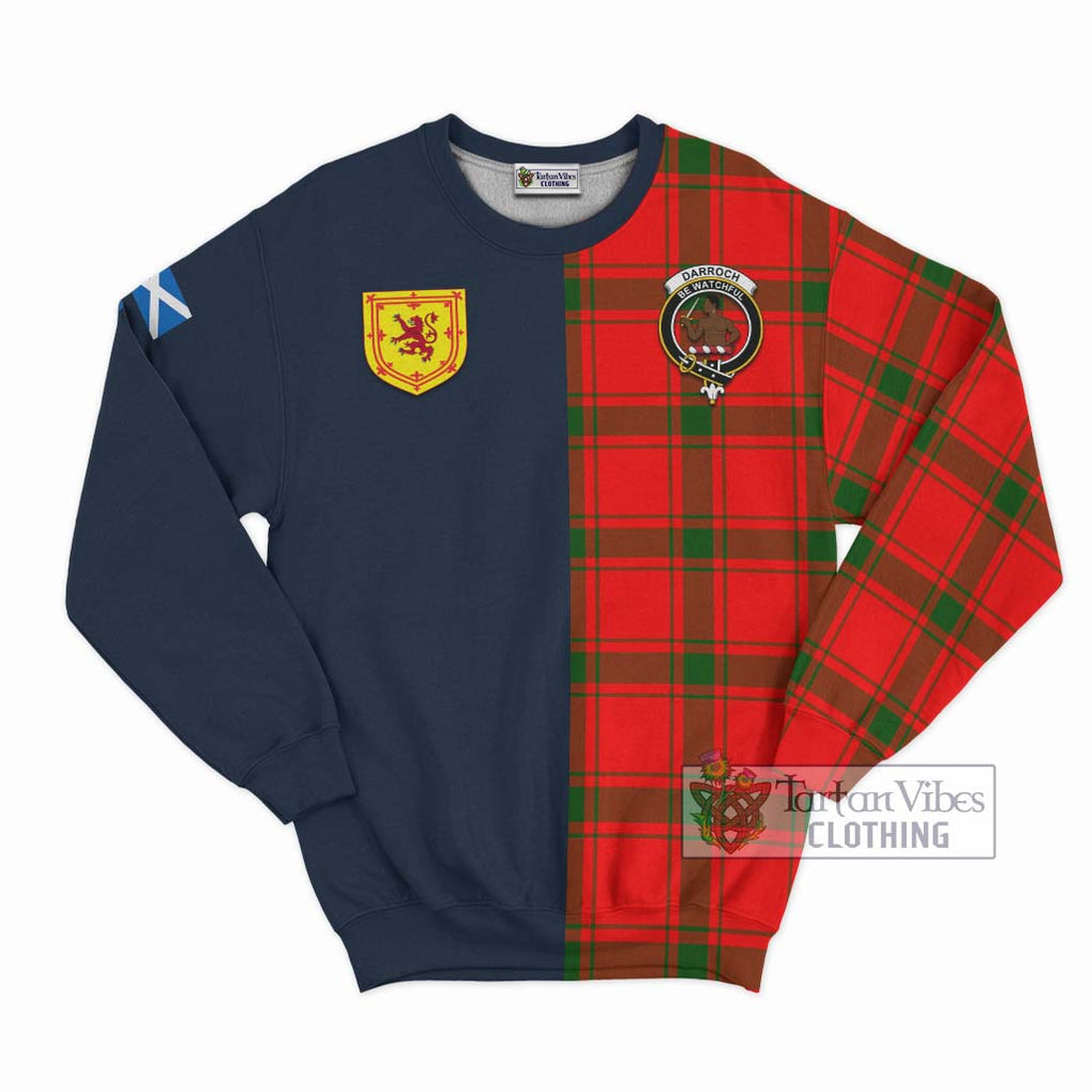Darroch Tartan Sweatshirt Alba with Scottish Lion Royal Arm Half Style Unisex - Tartan Vibes Clothing
