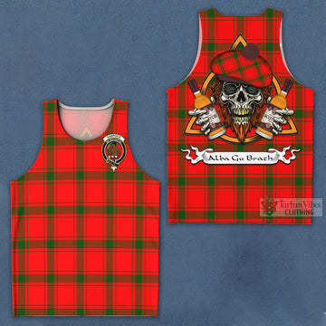 Darroch Tartan Men's Tank Top with Family Crest and Bearded Skull Holding Bottles of Whiskey Men - Tartan Vibes Clothing