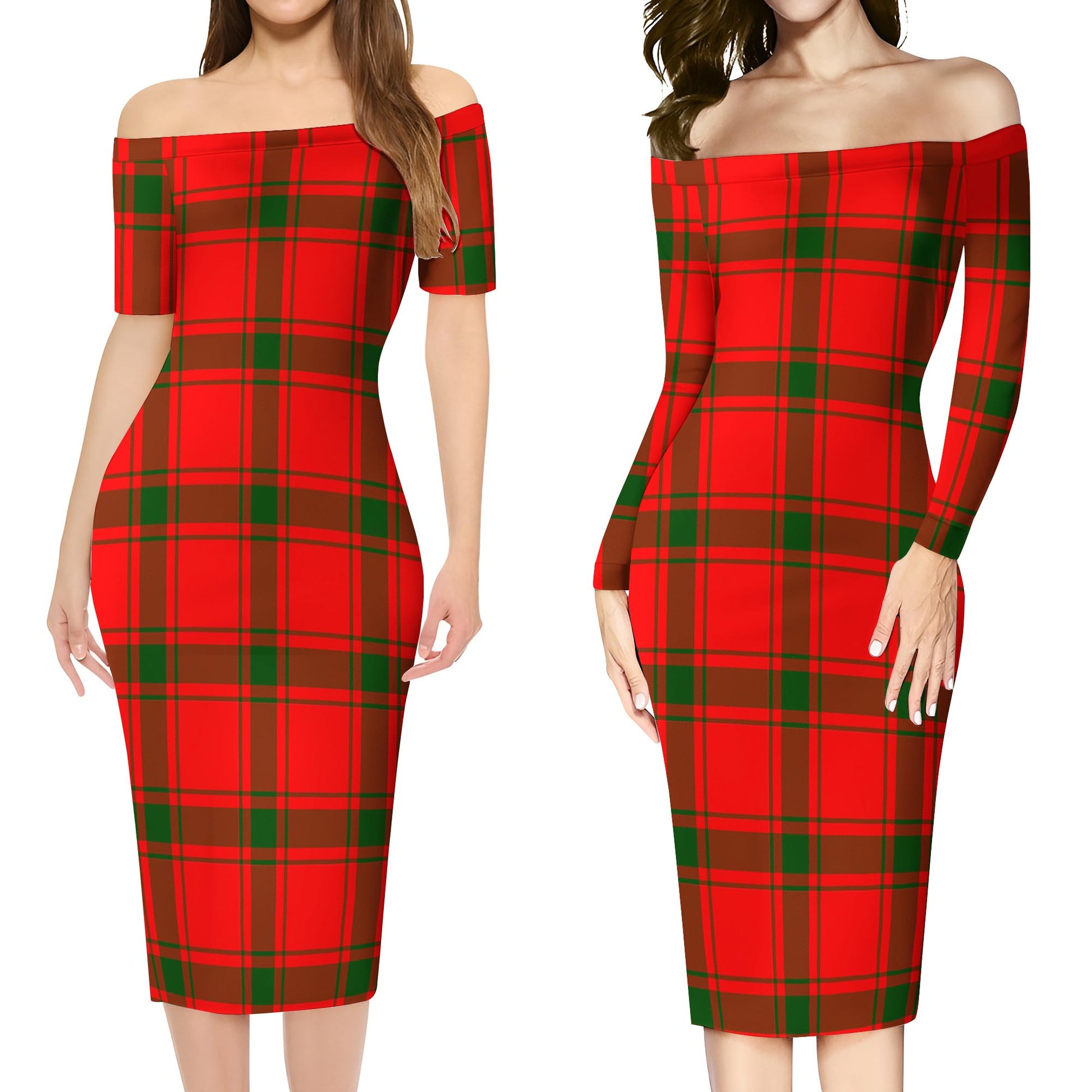 Darroch Tartan Off Shoulder Lady Dress Women's Dress - Tartan Vibes Clothing