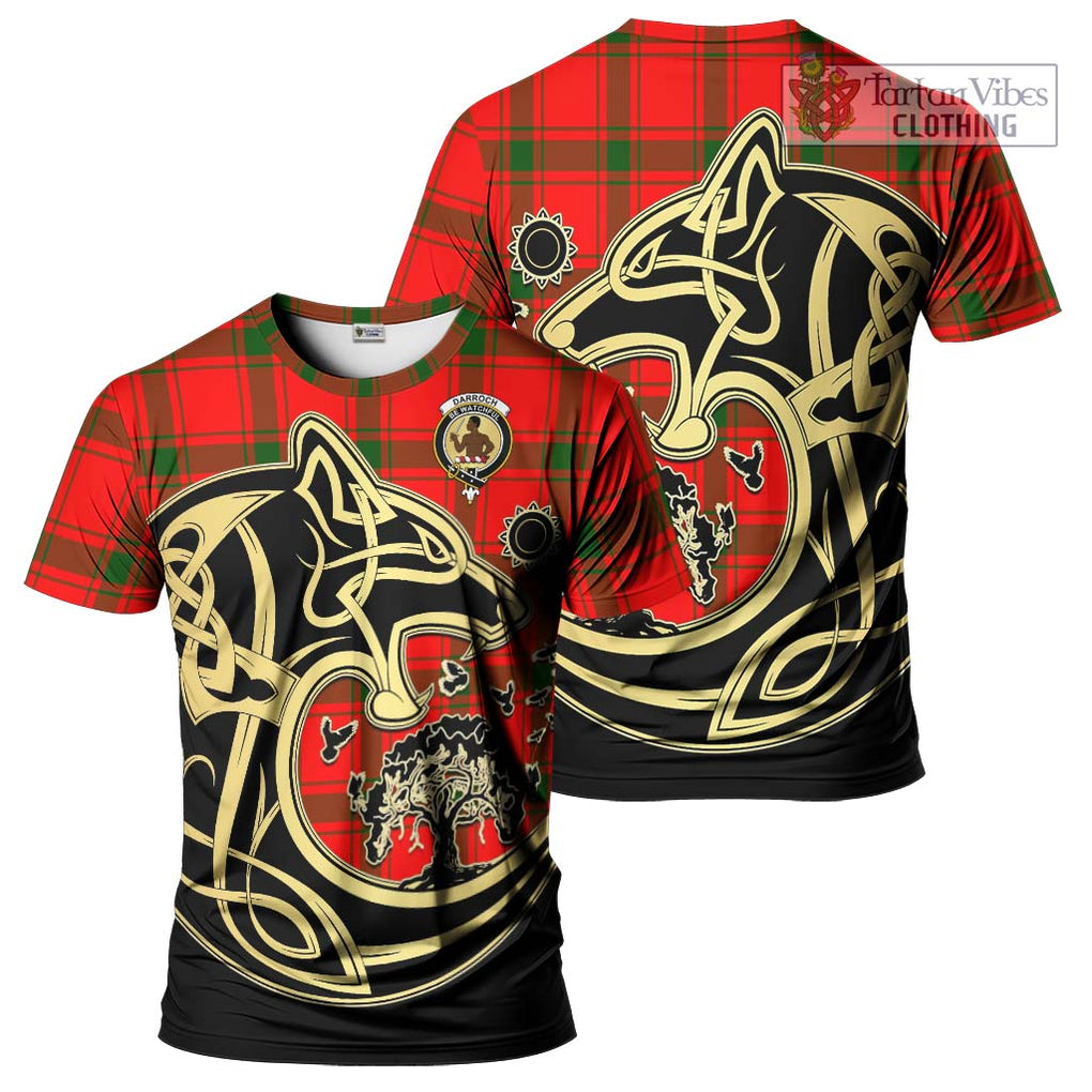 Darroch Tartan T-Shirt with Family Crest Celtic Wolf Style Kid's Shirt - Tartan Vibes Clothing