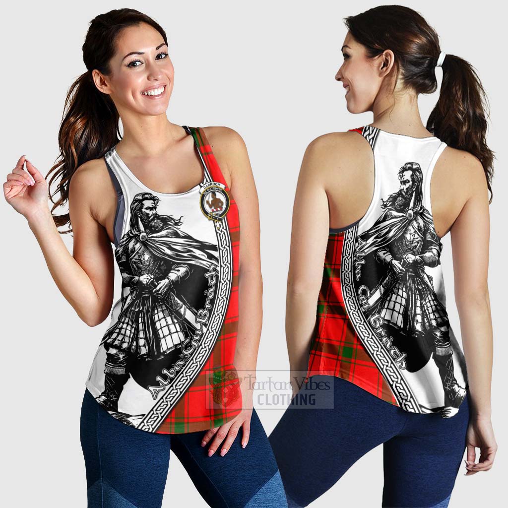 Darroch Tartan Clan Crest Women's Racerback Tanks with Highlander Warrior Celtic Style 4XL - Tartan Vibes Clothing