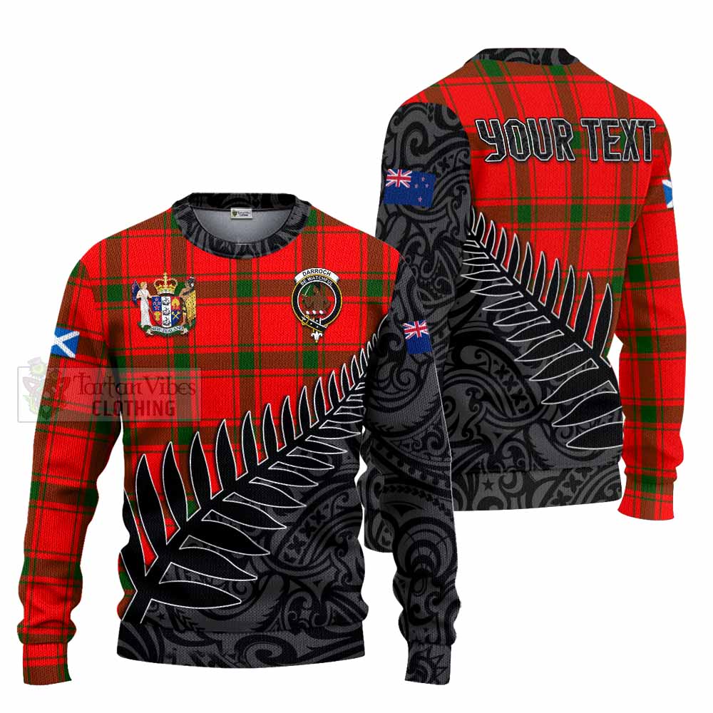 Darroch Crest Tartan Knitted Sweater with New Zealand Silver Fern Half Style Unisex - Tartan Vibes Clothing