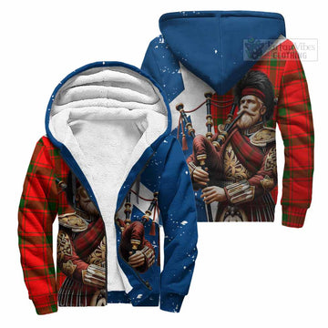 Darroch Tartan Sherpa Hoodie with Family Crest Scottish Bagpiper Vibes Unisex - Tartan Vibes Clothing