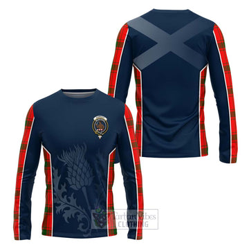 Tartan Vibes Clothing Darroch Tartan Long Sleeve T-Shirt with Family Crest and Scottish Thistle Vibes Sport Style