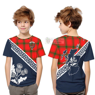 Darroch Tartan Kid T-Shirt Featuring Thistle and Scotland Map Youth XL Size14 - Tartan Vibes Clothing