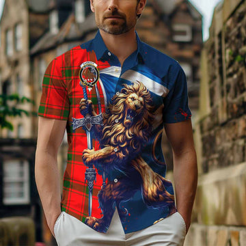 Darroch Tartan Family Crest Hawaiian Shirt with Scottish Majestic Lion Kid - Tartan Vibes Clothing