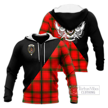 Darroch Tartan Knitted Hoodie with Family Crest and Military Logo Style Unisex Knitted Zip Hoodie - Tartan Vibes Clothing
