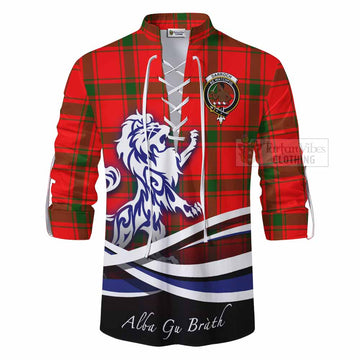 Darroch Tartan Ghillie Kilt Shirt with Alba Gu Brath Regal Lion Emblem - Tartan Vibes Clothing