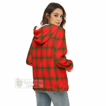 Darroch Tartan Women's Borg Fleece Hoodie with Half Zip with Family Crest - Tartan Vibes Clothing