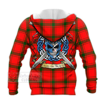Darroch Tartan Knitted Hoodie with Family Crest Celtic Skull Style - Tartan Vibes Clothing