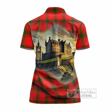 Darroch Tartan Family Crest Women's Polo Shirt with Scottish Ancient Castle Style - Tartan Vibes Clothing
