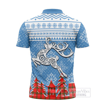 Darroch Clan Christmas Zipper Polo Shirt Celtic Reindeer Style