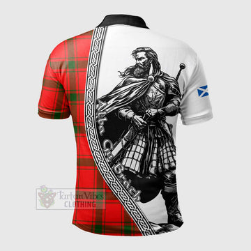 Darroch Tartan Clan Crest Polo Shirt with Highlander Warrior Celtic Style - Tartan Vibes Clothing