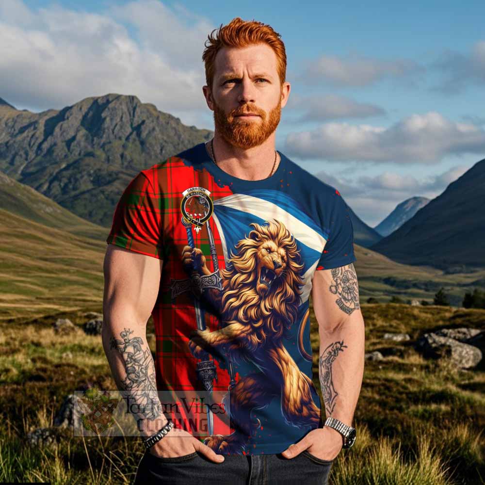Darroch Tartan Family Crest T-Shirt with Scottish Majestic Lion - Tartan Vibes Clothing