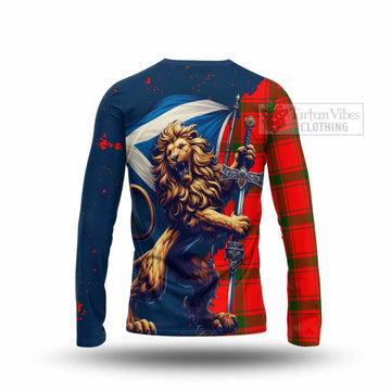 Darroch Tartan Family Crest Long Sleeve T-Shirt with Scottish Majestic Lion - Tartan Vibes Clothing
