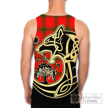 Darroch Tartan Men's Tank Top with Family Crest Celtic Wolf Style - Tartan Vibes Clothing