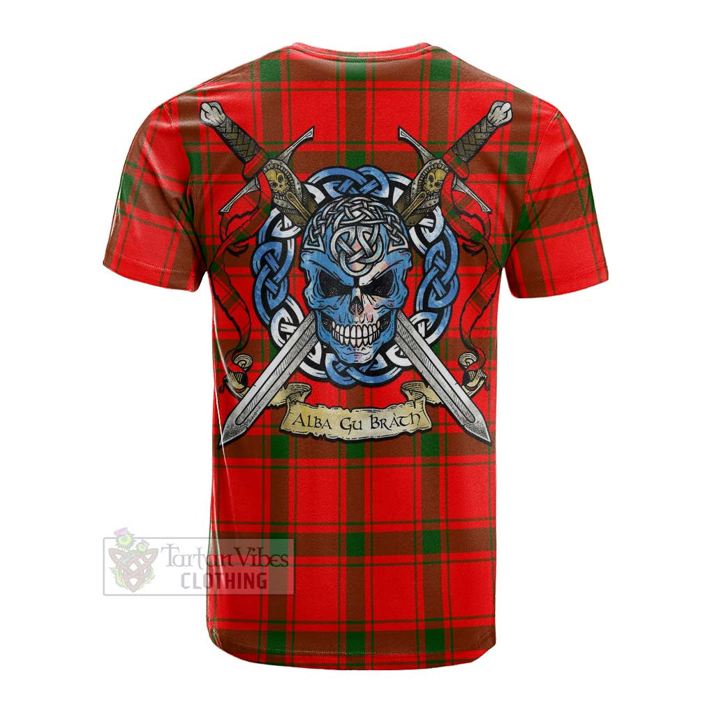 Darroch Tartan Cotton T-shirt with Family Crest Celtic Skull Style Men's Shirt - Tartan Vibes Clothing
