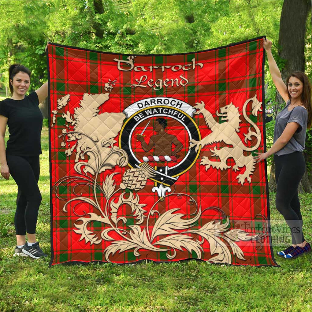 Tartan Vibes Clothing Darroch Tartan Quilt with Family Crest and Scottish Symbol Style