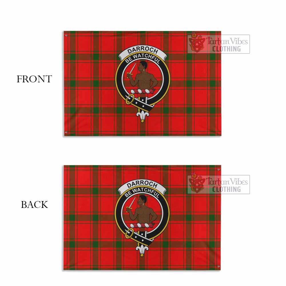 Tartan Vibes Clothing Darroch Tartan House Flag with Family Crest