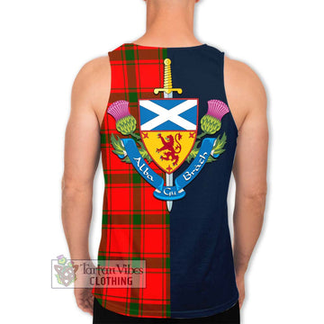 Darroch Tartan Men's Tank Top Alba with Scottish Lion Royal Arm Half Style - Tartan Vibes Clothing