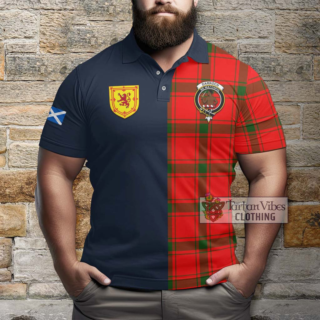 Darroch Tartan Polo Shirt Alba with Scottish Lion Royal Arm Half Style - Tartan Vibes Clothing