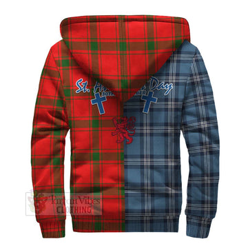 Darroch Tartan Sherpa Hoodie Happy St. Andrew's Day Half Tartan Style - Tartan Vibes Clothing