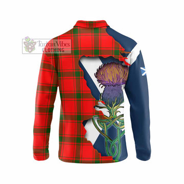 Darroch Tartan Family Crest Long Sleeve Polo Shirt Scottish Thistle Celtic Inspired - Tartan Vibes Clothing