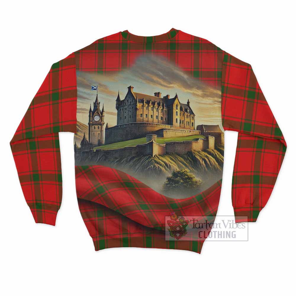 Darroch Tartan Family Crest Sweatshirt with Scottish Ancient Castle Style - Tartan Vibes Clothing