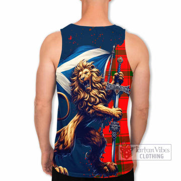 Darroch Tartan Family Crest Men's Tank Top with Scottish Majestic Lion - Tartan Vibes Clothing