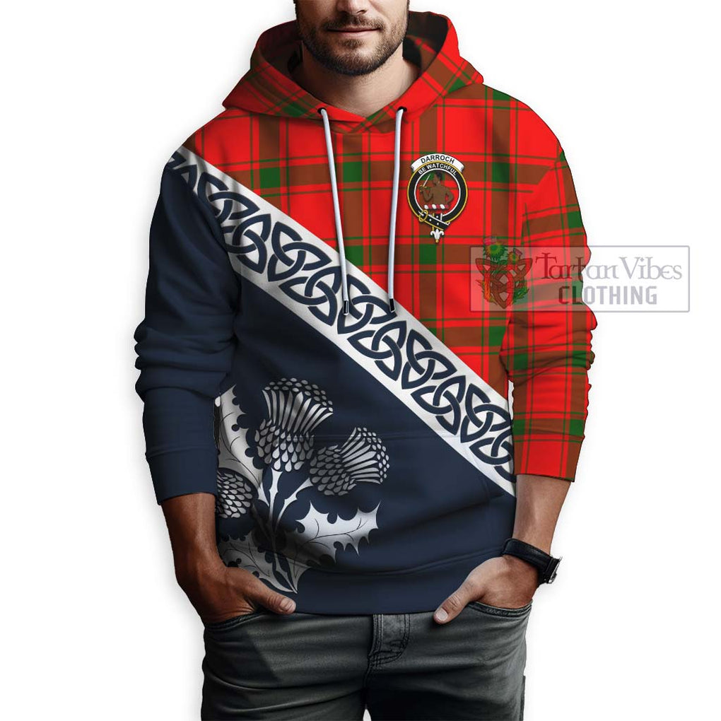 Darroch Tartan Hoodie Featuring Thistle and Scotland Map - Tartan Vibes Clothing