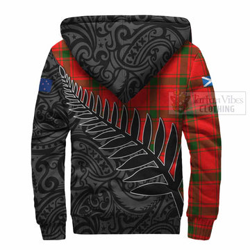 Darroch Crest Tartan Sherpa Hoodie with New Zealand Silver Fern Half Style - Tartan Vibes Clothing