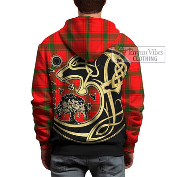 Darroch Tartan Hoodie with Family Crest Celtic Wolf Style - Tartan Vibes Clothing