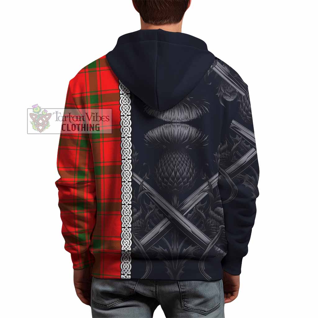 Darroch Tartan Hoodie with Family Crest Cross Sword Thistle Celtic Vibes - Tartan Vibes Clothing