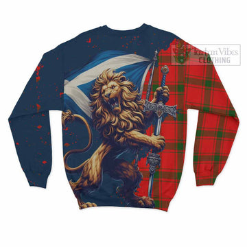 Darroch Tartan Family Crest Sweatshirt with Scottish Majestic Lion - Tartan Vibes Clothing