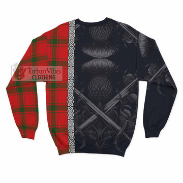 Darroch Tartan Sweatshirt with Family Crest Cross Sword Thistle Celtic Vibes - Tartan Vibes Clothing
