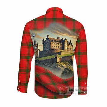 Tartan Vibes Clothing Darroch Tartan Family Crest Long Sleeve Button Shirt with Scottish Ancient Castle Style