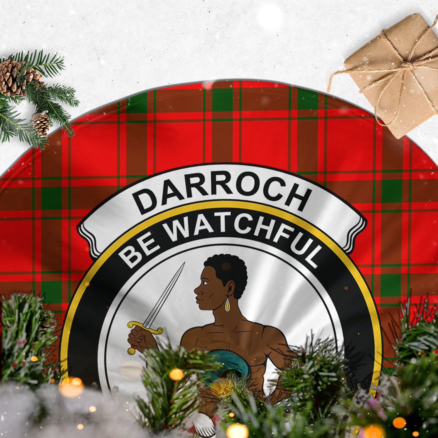 Darroch Tartan Christmas Tree Skirt with Family Crest - Tartan Vibes Clothing